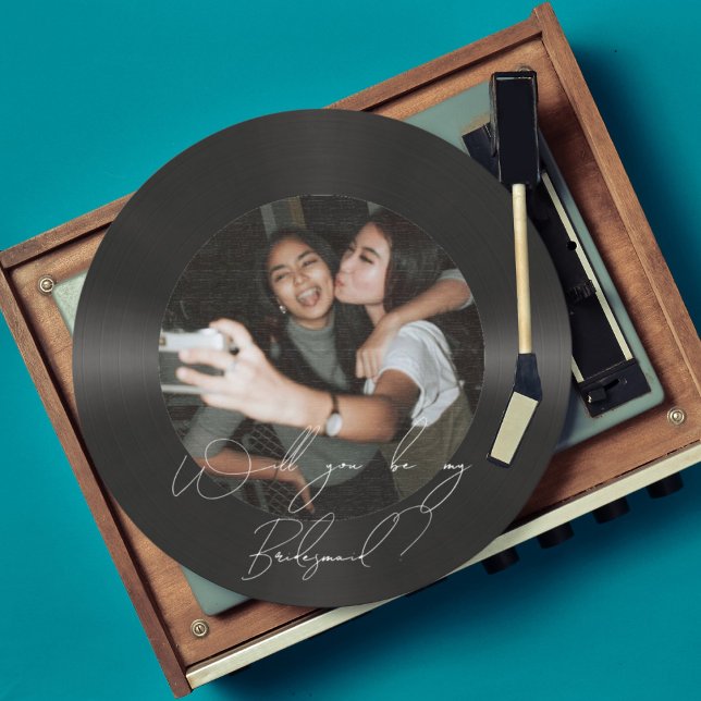 Invitación Foto de la dama de honor de rétro vinilo (Subido por el creador)