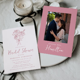 Invitación Foto de la ducha de la novia con un rosa rosado di