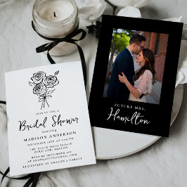 Invitación Foto de la ducha de la novia dibujada a mano con u