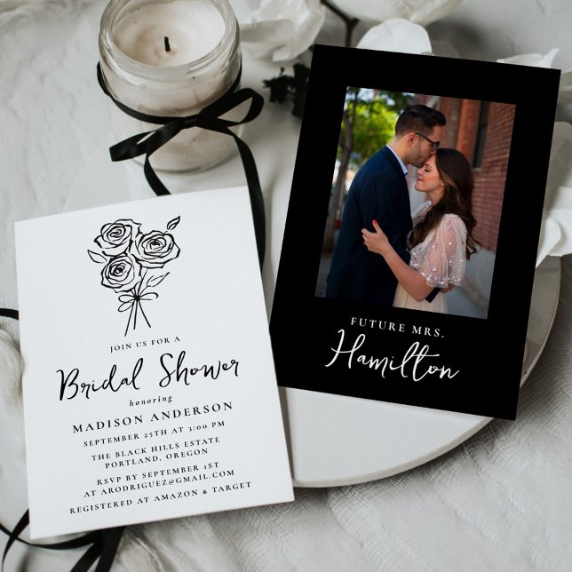 Invitación Foto de la ducha de la novia dibujada a mano con u (Subido por el creador)