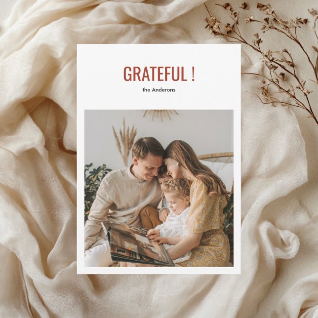 Invitación Foto de la familia de Acción de Gracias minimalist (Subido por el creador)