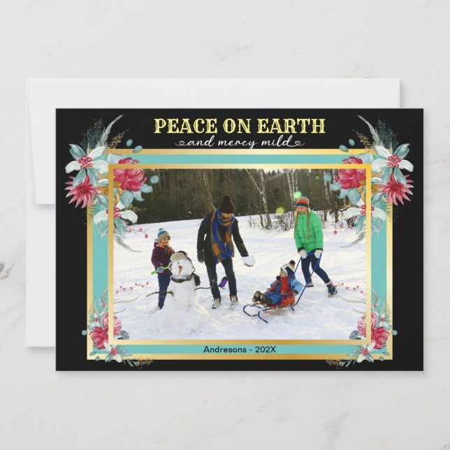 Invitación Foto de la familia floral Peace on Earth de los na (Anverso)