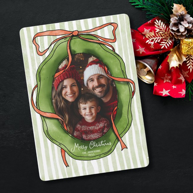Invitación Foto de la familia Retro Hand Drawing Merry Christ (Subido por el creador)