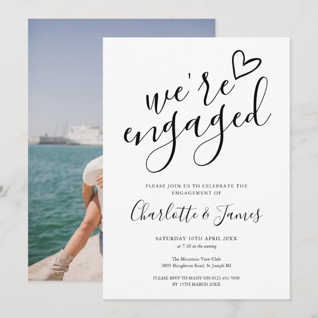 Invitación Foto de la fiesta de compromiso (Anverso / Reverso)