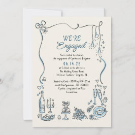 Invitación Foto de la fiesta de compromiso caprichoso de mano