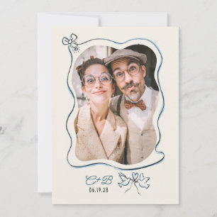 Invitación Foto de la fiesta de compromiso caprichoso de mano