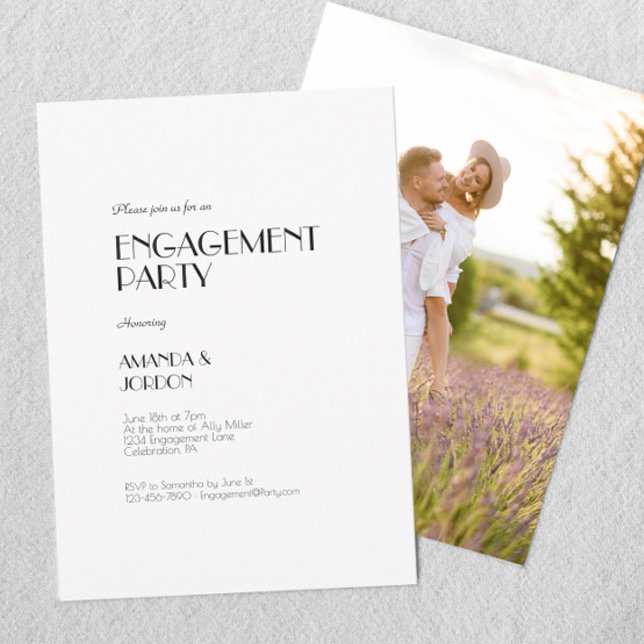 Invitación Foto de la fiesta de compromiso de Art Deco minima (Subido por el creador)