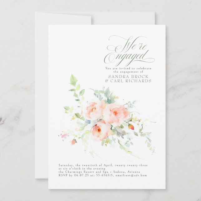Invitación Foto de la fiesta de compromiso de floral estamos  (Anverso)