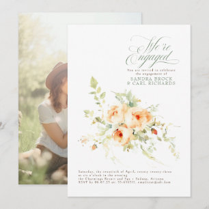 Invitación Foto de la fiesta de compromiso Floral We're Engag