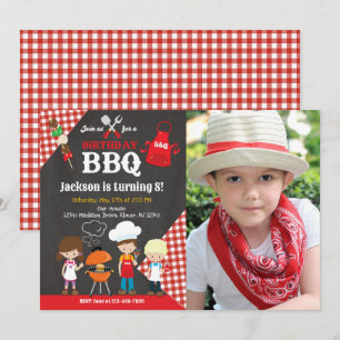 Invitación Foto de la fiesta de cumpleaños con barbacoa en el