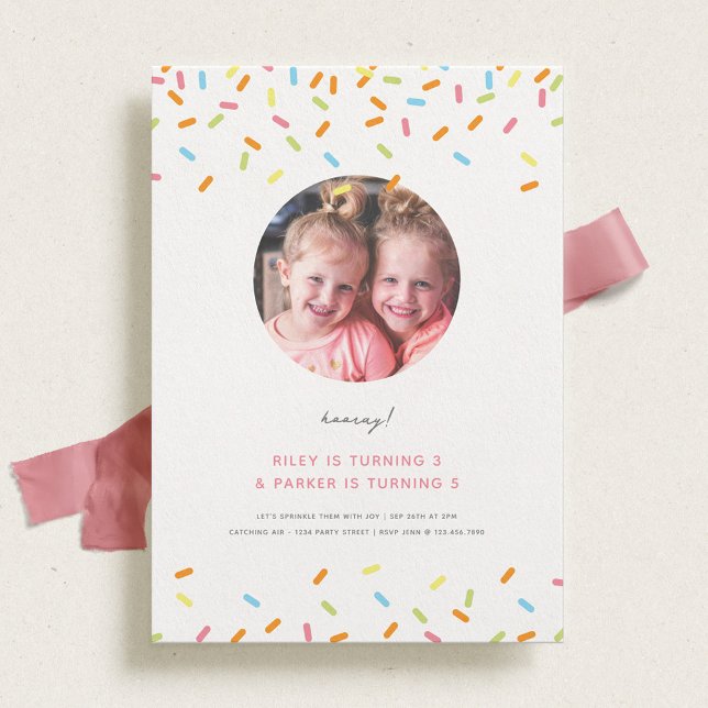 Invitación Foto de la fiesta de cumpleaños conjunta de los ni (Subido por el creador)