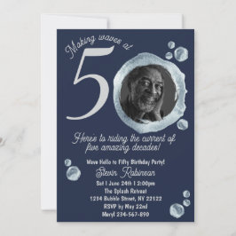 Invitación Foto de la fiesta de cumpleaños de burbujas azules