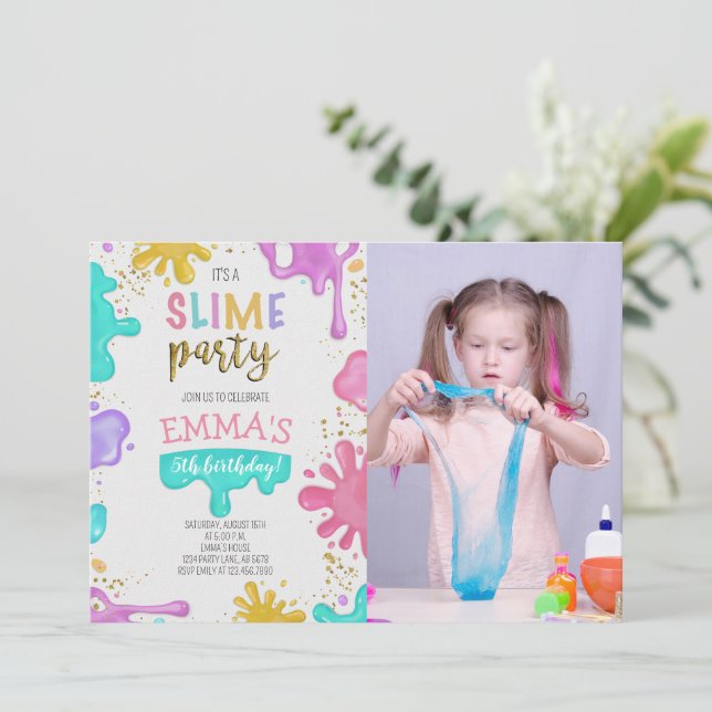 Invitación Foto de la fiesta de cumpleaños de chica Slime (Anverso de pie)