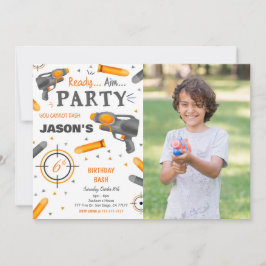 Invitación Foto de la fiesta de cumpleaños de Dart Gun