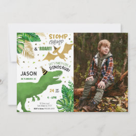 Invitación Foto de la fiesta de cumpleaños de Dinosaur