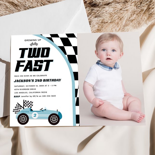 Invitación Foto de la fiesta de cumpleaños de dos autos de ca (Subido por el creador)