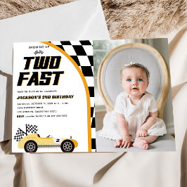 Invitación Foto de la fiesta de cumpleaños de dos coches de c