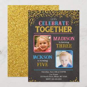 Invitación Foto de la fiesta de cumpleaños de hermanos gemelo