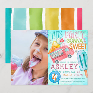 Invitación Foto de la fiesta de cumpleaños de Ice Cream