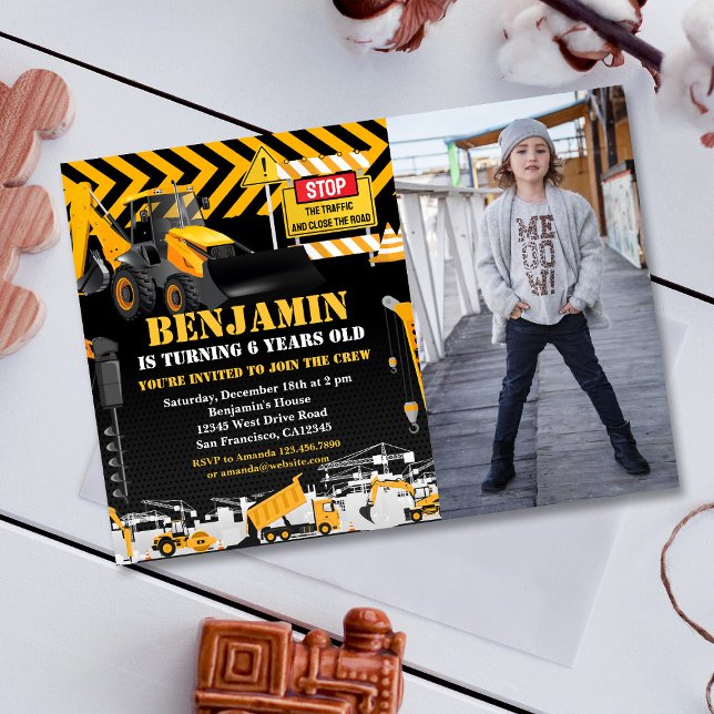 Invitación Foto de la fiesta de cumpleaños de la construcción (Subido por el creador)