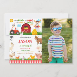 Invitación Foto de la fiesta de cumpleaños de la granja