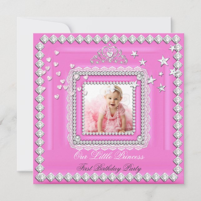 Invitación Foto de la fiesta de cumpleaños de la pequeña prin (Anverso)