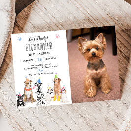 Invitación Foto de la fiesta de cumpleaños de Let's Pawty
