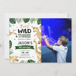 Invitación Foto de la fiesta de cumpleaños de los dinosaurios