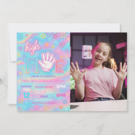 Invitación Foto de la fiesta de cumpleaños de Neon Glow High