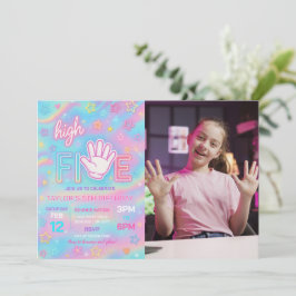 Invitación Foto de la fiesta de cumpleaños de Neon Glow High 