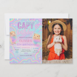 Invitación Foto de la fiesta de cumpleaños de Neon Pastel Cap