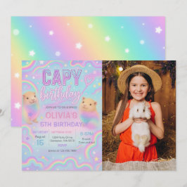 Invitación Foto de la fiesta de cumpleaños de Neon Pastel Cap