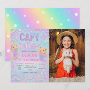 Invitación Foto de la fiesta de cumpleaños de Neon Pastel Cap