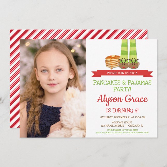 Invitación Foto de la fiesta de cumpleaños de Pancakes y Paja (Anverso / Reverso)