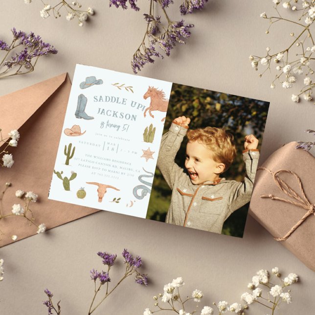 Invitación Foto de la fiesta de cumpleaños de Saddle Up Cowbo (Subido por el creador)