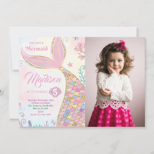 Invitación Foto de la fiesta de cumpleaños de Sirena