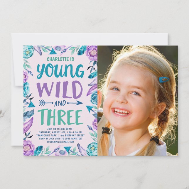 Invitación Foto de la fiesta de cumpleaños de Young Wild y Th (Anverso)