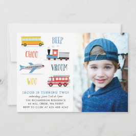 Invitación Foto de la fiesta de cumpleaños del avión Beep Vro