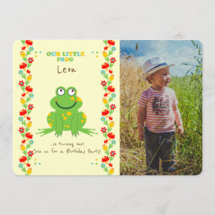 Invitación Foto de la fiesta de cumpleaños del bebé de rana p