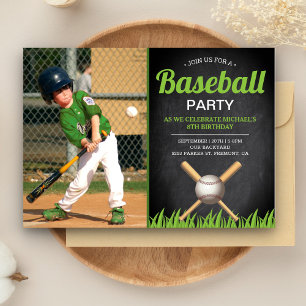 Invitación Foto de la fiesta de cumpleaños del béisbol infant