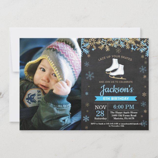 Invitación Foto de la fiesta de cumpleaños del cielo azul par (Anverso)