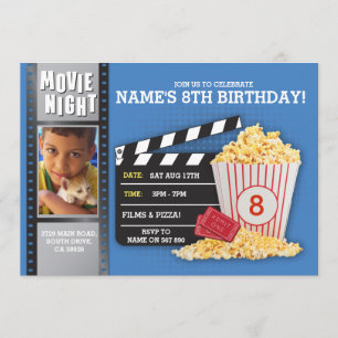 Invitación Foto de la fiesta de cumpleaños del cine Movie Nig