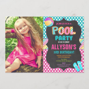 Invitación Foto de la fiesta de cumpleaños del fiesta de la p