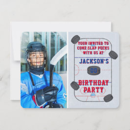 Invitación Foto de la fiesta de cumpleaños del hockey sobre h