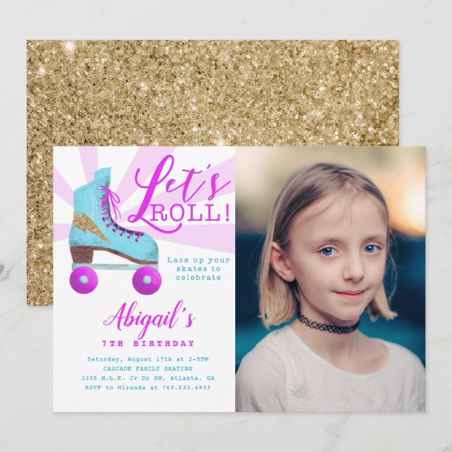 Invitación Foto de la fiesta de cumpleaños del jugador de pat (Anverso / Reverso)