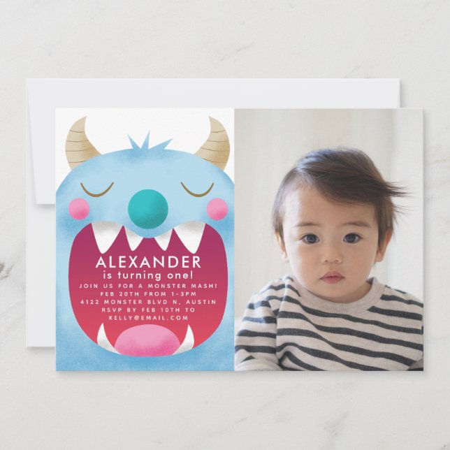 Invitación Foto de la fiesta de cumpleaños del Monster Mash (Anverso)