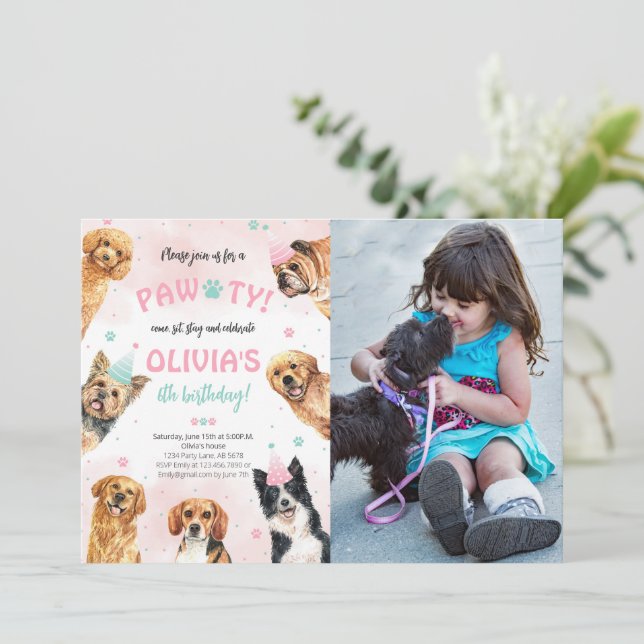 Invitación Foto de la fiesta de cumpleaños del perro (Anverso de pie)