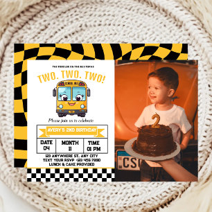 Invitación Foto de la fiesta de cumpleaños del segundo autobú