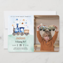 Invitación Foto de la fiesta de cumpleaños del tren