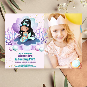 Invitación Foto de la fiesta de cumpleaños mágica de Sirena